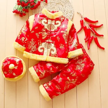 Tang Tradicionalne Kineske Kostim Za Novorođenče Momci Devojke Vez Zime Crveni Nove Godine Rođendanski Poklon Božić Longsleeve