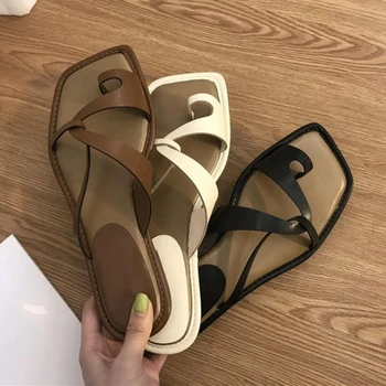 Sandale Žene Ljeto Novi 2023 korejski Verzija Klip Prst papucama Otvorenom Mode Stan Opušteno Non-iskliznes Sandale Žena Plaži Mazge