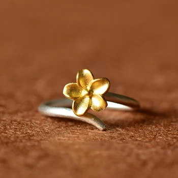 925 Srebrni Cvijeće zlato Otvori Prstenje Za Žene Antialergijski Modna Devojka Sterling-srebro-nakit