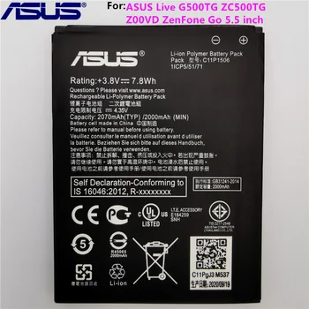 ASUS 100% Originalni 2070mAh C11P1506 Baterija Za ASUS Živjeti G500TG ZC500TG Z00VD ZenFone Idi 5.5 cm Telefon Najnovije Proizvodnju