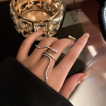 Vintage Propalice Zmija Stanju Prstenje za Žene Bijoux Elegantan Otvaranje Prilagodljiva Kristal Prstenje Venčanju Nakit Poklone 2022