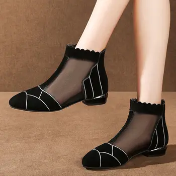 Mreža za disanje žene čizme proljeće ljeto zip stipe Mode stan sandale žene čizme ukazao ženske cipele 2023 botas ženo