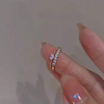 Divno Dizajner Srce Kristal Prsten Postavlja Luksuz Verenički Prsten za Žene Šarm Svadbeni Vjenčani prsten Dan zaljubljenih Poklon Nakit