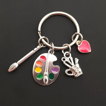Najnovije slikar paleta ovalni alat boja privjesak za ključeve ljubav privjesak za ključeve slikar dar