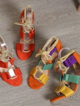 2022 Novi Trend Ljeto Chunky Cipele Mode Žene Štikle Sandale Dizajner Pletenje Zglob Čipke Slajdove Seksi Otvori Prsa Ženske Cipele