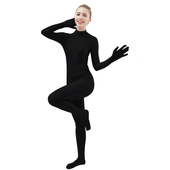 Crni Spandeks Zentai Pun Tijelo Kožu Čvrsto Kombinezon Uniseks Zentai Odelo koje se razvlači Kostim za Žene Tajice Likru Dancewear