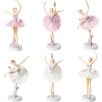 3pcs Roze Balerina Devojke Figuricu Ples Tortu Najbolji Venčanje Decors Cure Plesati Privjesak Rođendan Ukrase Bebu