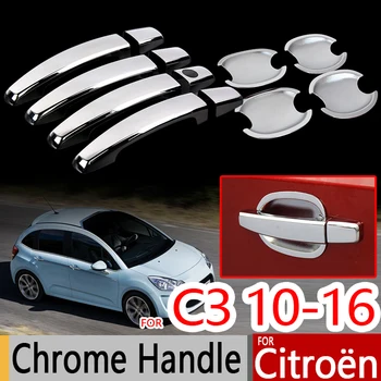 Za Citroen C3 Mk2 Hrom Podnijeti Pokriva Trim Set 4PCS 2010-2016 Auto Pribor Naljepnice Auto Styling 2011 2013 2014 VT VTR+