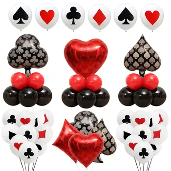 List/Srca/Klubova/Dijamante Gumeni Balon Kasino Karte Kockice Poker Partije Dekor Kartama Poker Aluminijuma Film Balon