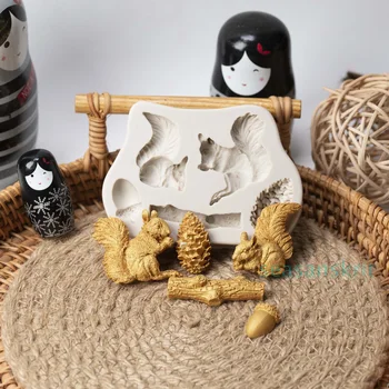 3D Vjeverica šišarku Silikonske Kalup Kuhinji Smole Peče Alat DIY Tortu Pecivo Fondant Preoblikuje Čokoladu Desert Čipke Ukras