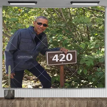 Obama 420 Tepih Zid Visi Smiješno Meme Tepih Estetske Tapiserije Macrame Umjetnost Pozadini Tkanine Kawaii Sobu Dekor