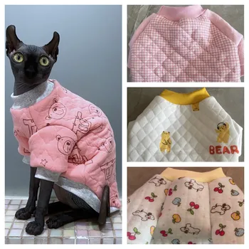 Sfingom Odjeća za Mačke Sweatershirt Mačka Odjeću Nit Pamuka Kaput Za Devon Rex Mekan Crtani Duge Rukave Majicu Za Ljubimca