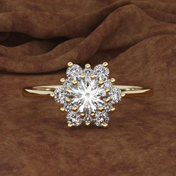 Luksuz Žena Pahuljica Prstenje Čvrst 925 Srebrni Kristal Cirkon Kamen Prstenje za Žene Obećanje Ljubavi Vjenčani prsten Nakit
