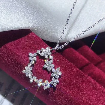 Huitan Delikatna zcirkon Volim Ogrlice za Žene Kristal Cvijeće Dizajn Mode Vrat Pribor Zabavu Poklon Trendu Nakit