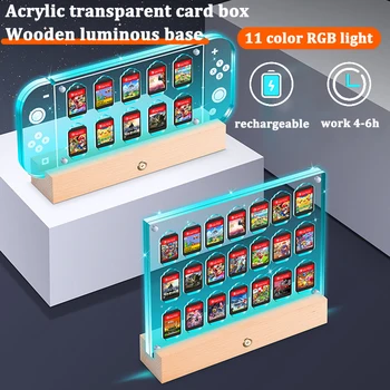 Za Nintendo Prekidač Oled/lite drvene Svetao Bazu Imitaciju Transparentni Magnetne Kartice kutiju Slučaj NS Igru Skladište Karticu Pribor