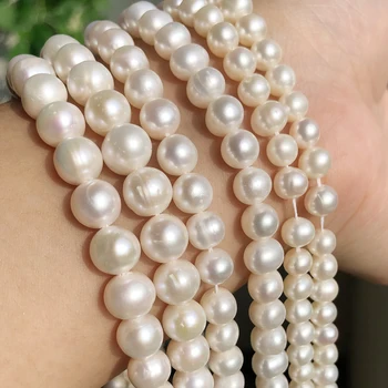 Prirodno Slatkovodne Pearl Perle AAA Bijele Rundu Udarac Slobodi Bisere Perle za Nakit Pravi DIY Ogrlicu Narukvicu 15inch