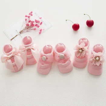 3Pair/Set Čipke Cvijet Čarape Sladak Bowknot Baby Boys Devojke Čarape Ljeto Mekan Dijete Mali Kratak Čarapu Novorođenče Poklon 0-1Y