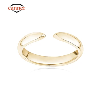 CANNER Mode Jednostavno 925 Srebrni Sjajne Prst Prsten za Žene Devojka Venčanje Zlatne Boje Angažman Otvori Prsten Nakit Dar