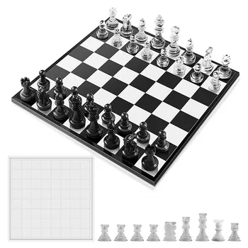 Šah Kit Epoksi Smole Silikonske Kalupe Međunarodni Šahovskog Dame Checkerboard UV Kristal Kalup Za 