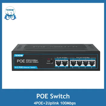 POE Prekidač 4 Luke +2 Satelita Brzo Ethernet Prekidač 100Mbps Mreže Prekidač RJ45 Ubrizgivač Površine za IP Kameru/Bežični AP/CCTV