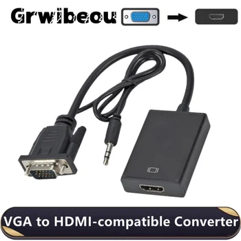 Grwibeou 1080P VGA da HDMI-kompatibilni Pretvarač Kablovsku Sa Audio Za PC Laptop za HDTV Projektor VGA da HDMI-kompatibilni Adapter