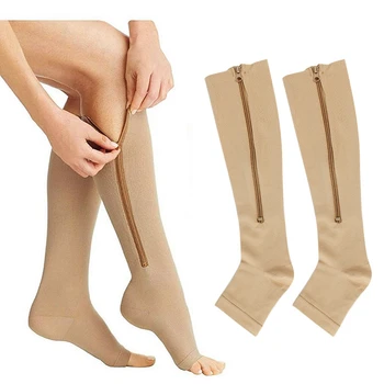 Uniseks Kompresije Dugo Čarape Otvori Prsa Koljeno Zatvarač Nogu Podršku Cirkulaciju Promociju Sužava Toplo Čarape Zime