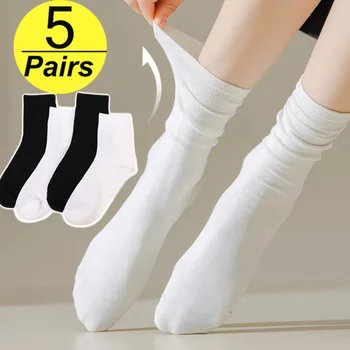 Crni, Bijeli Čarape za Žene Ljudi Mode Udobno Mid Cijev bez kostiju Čarape Harajuku Proljeće Ljeto Soild Boja za disanje Čarapu