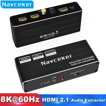Navceker 8 KILOMETARA 60Hz HDMI Audio onima koje izvlačimo 4K 120Hz RGB 4:4:4 HDMI 2.1 Audio Razdjelnik Pretvarač 7.1 Dolby Atmos De-poslaću za PS5 XBox