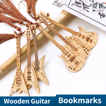 Kreativni Drvene Gitaru Zabilješke sa Resicama Bas Gitaru Stil Zabilješke Muzički Instrument Zabilješke Student Papiru
