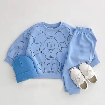 Potpuno Kostim Čvrst Boja Dukserice Odjeću Dijete je Moda Opušteno Duge rukave Majice Odijela Devojke Momci iz Crtića Mickey 2pcs