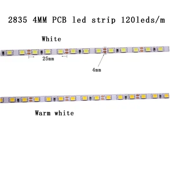5m 2835 120leds/m DC12v 4mm svetlo striptiz kasetu fleksibilan neutralan 4000k kul bijele toplo bijele led plavi golder žute orange pink