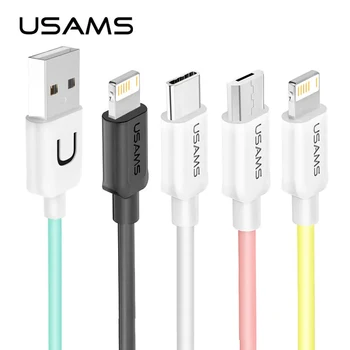USAMS 1m 2A Šarene Optužba Podatke Kablovsku Munja Tip C Mikro USB Telefonski Kabl Za iPhone 13 12 11 firmu huawei Xiaomi Samsung