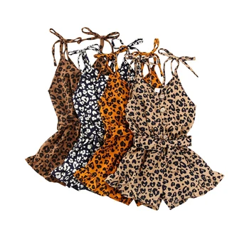 2020 Bebu Ljeto Odjeću Dijete Devojke Suspender Šorc Djece Lični Leopard Otisak Kombinezon Bez Rukava Remen Hlače