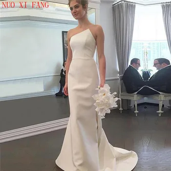 Jednostavno Sirena ogrtač mariee saten vjenčanicu 2022 suknia slubna Mlada Haljinu Vestidos De Noiva ogrtač de mariée trouwjurk
