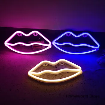 Usne Znak Neonska Svjetla DOVEO Usta Stanju Lampu Roze Crvena Plava Toplo Dekor Sobu Radnju Venčanje Dan Zaljubljenih USB ili Baterije
