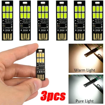 3pcs USB Karticu lagani Dodir Kontrolu dvostrana na Kampovanje Svetlo 6 DOVEO je Privezak za ključeve Svetlo Diraj Smanji Džepu Karticu Svjetlost