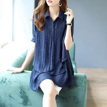 Mode Reveru da se Spoje Dugme Slobodi korejski Bluzu žensku Odjeću 2023 Proljeće Novi Opušteno Pullovers Sve utakmice Ured Dama Majicu
