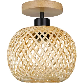 Strop svjetiljku Bambus Tkanje svjetiljku Retro Rustična Plafon Lampu za Kući Retro trijemu trpezariji sobi bambus lampe