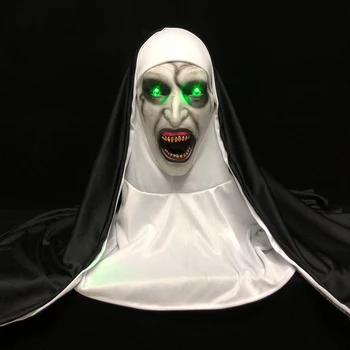 DOVEO Užas Časna sestra Masku Ludaca Strašno Lateks Maske sa Maramu Svetlo noć Veštica Rekvizite Deluxe